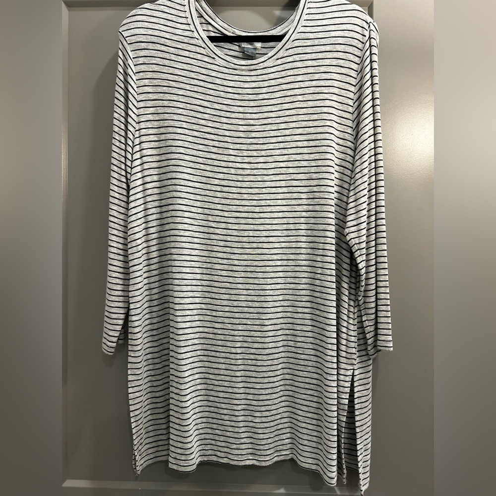 Old Navy Gray, 3/4 Sleeve Boxy Tunic, Black & White, Women’s, XL
